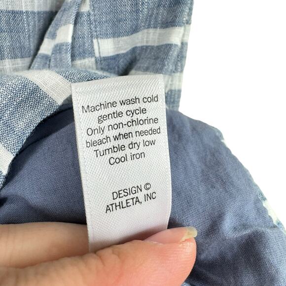 Athleta Blue Striped Barbados 100% Cotton Lined Short Sleeve Mini Dress Size XXS - Picture 10 of 10